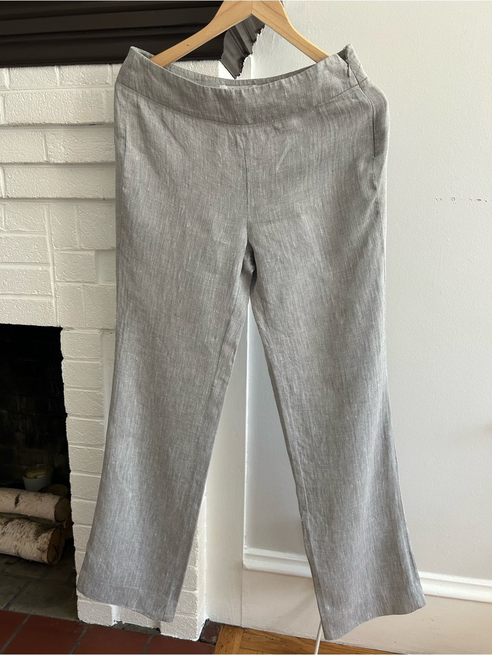 MaxMara Light Gray Wide-Leg Linen Pants